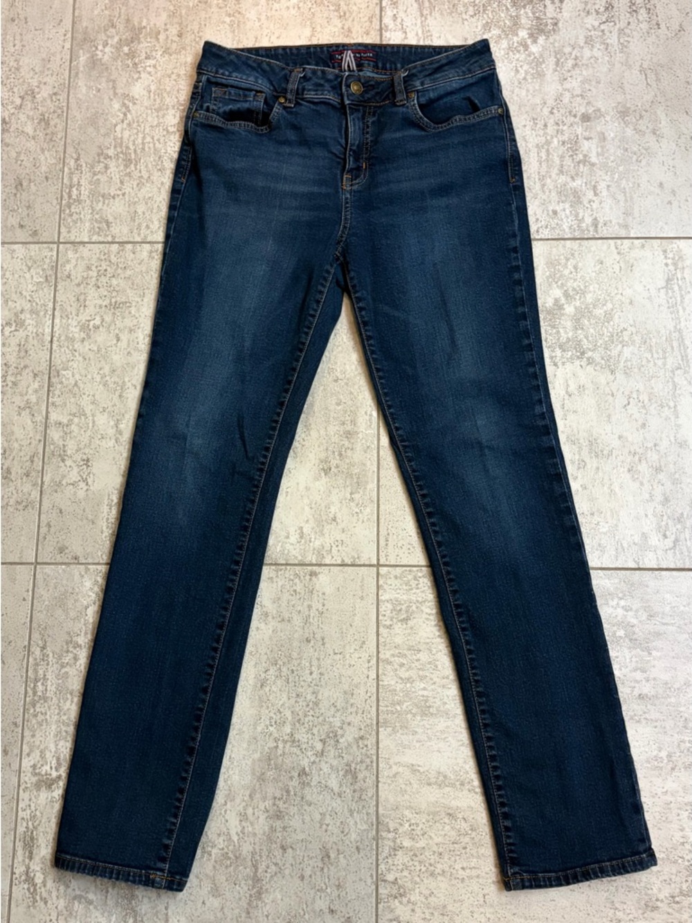 Tommy Hilfiger Curve Straight Jeans Medium Wash Blue Stretch Mid Rise Women's 8